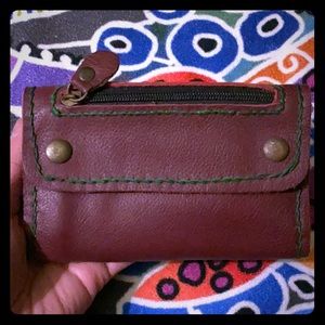 Plum hand made leather wallet